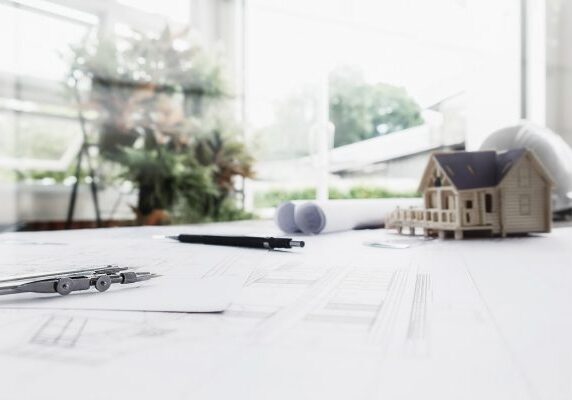 Image of engineering objects on workplace top view.Construction concept. Engineering tools.Vintage tone retro filter effect,soft focus(selective focus)